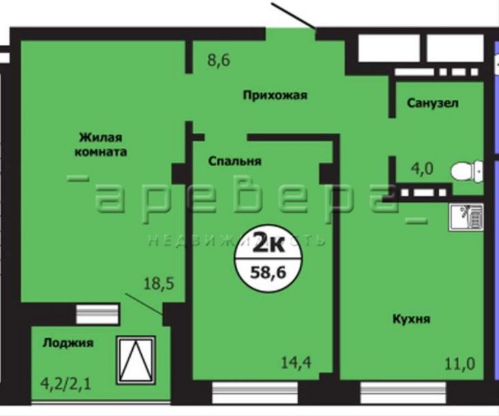2-комн квартира в новом доме Лесников улица корп2