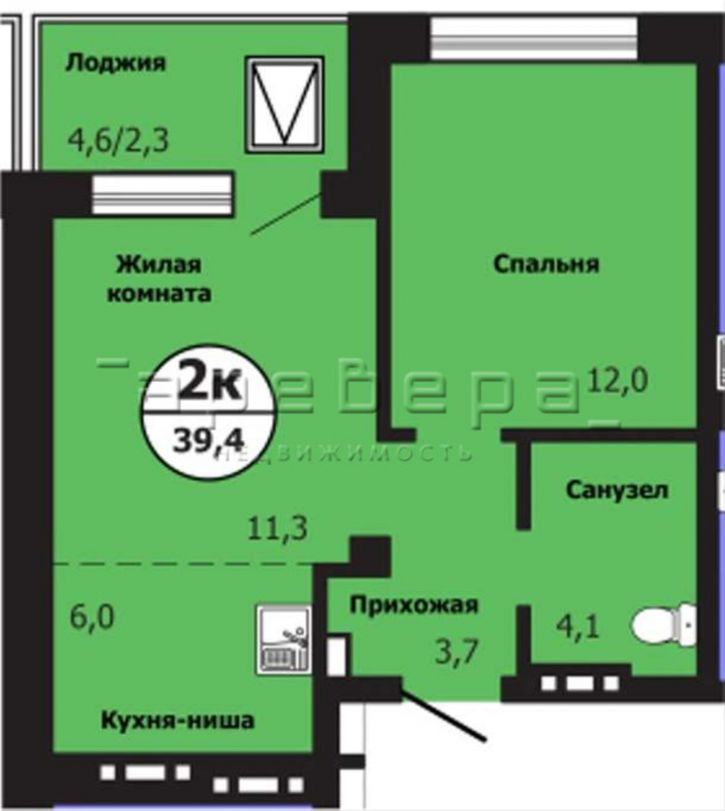 2-комн квартира в новом доме Лесников улица корп2