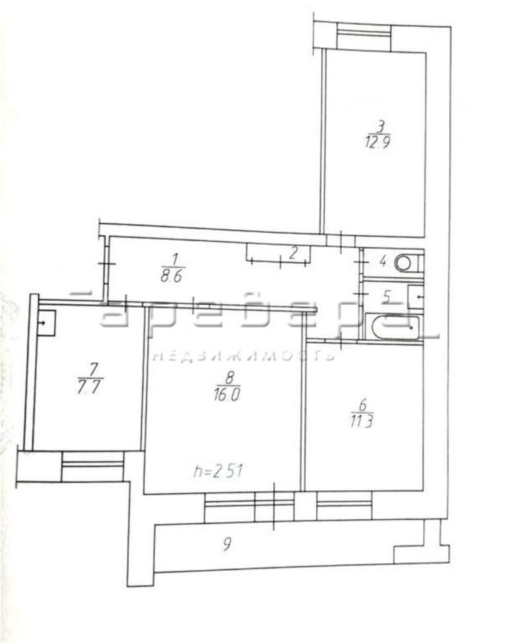 3-комн квартира Академика Павлова, 75