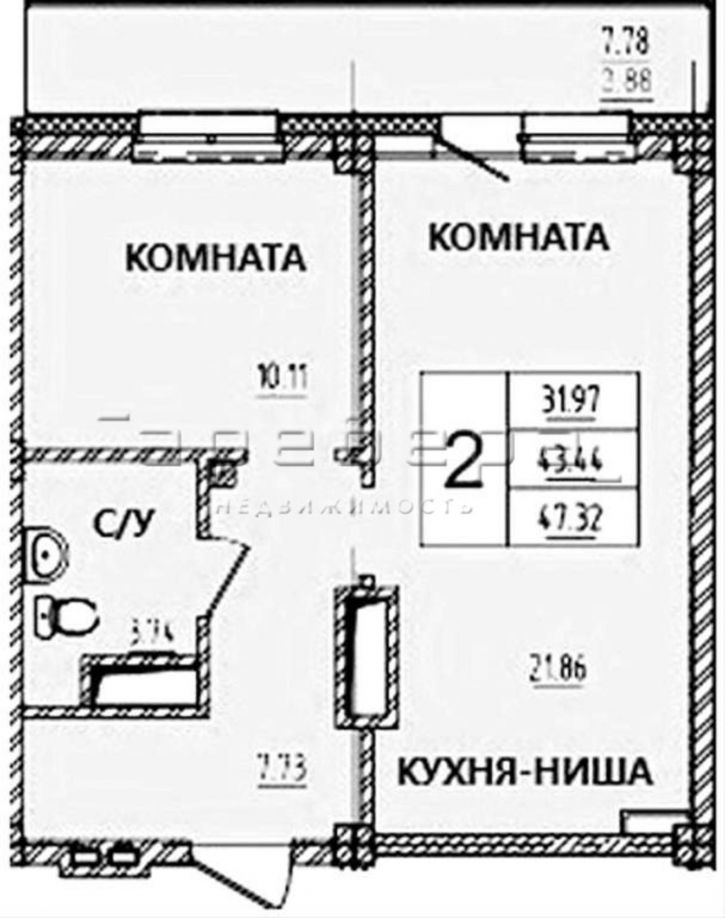 2-комн квартира в новом доме Светлова улица 1