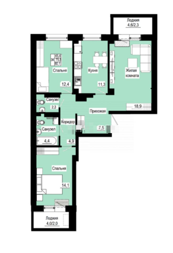 3-комн квартира Свердловская ул., 6, к е