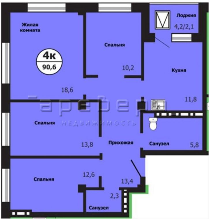 4-комн квартира Лесников, 57
