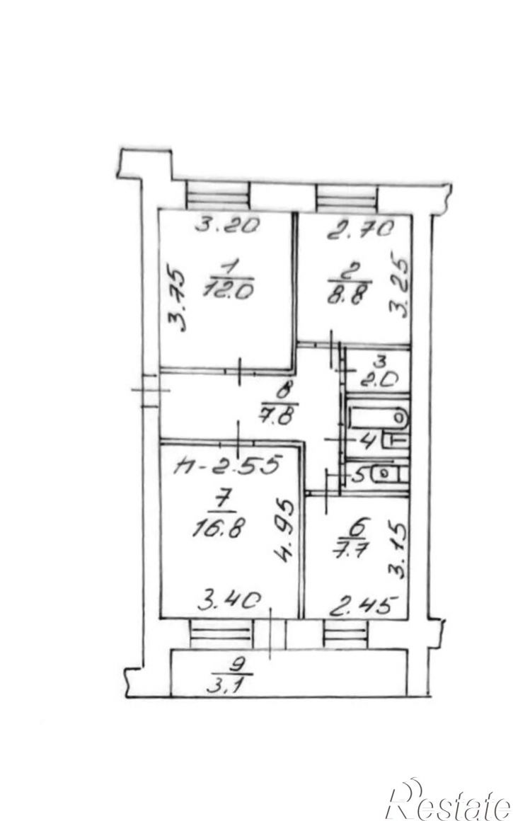 3-комн квартира Попова ул., 16