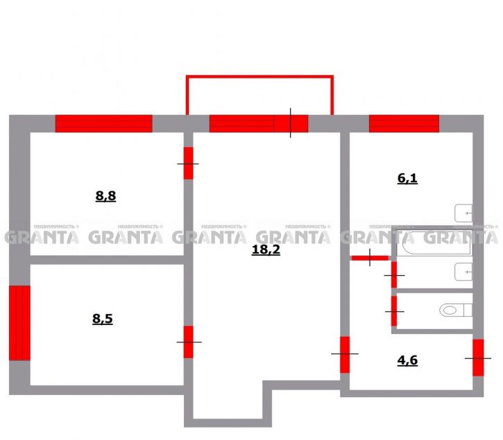 3-комн квартира пер Медицинский, 22