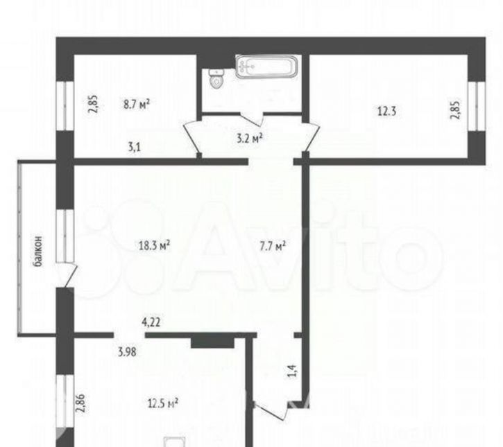 3-комн квартира 9 Мая, 58Б