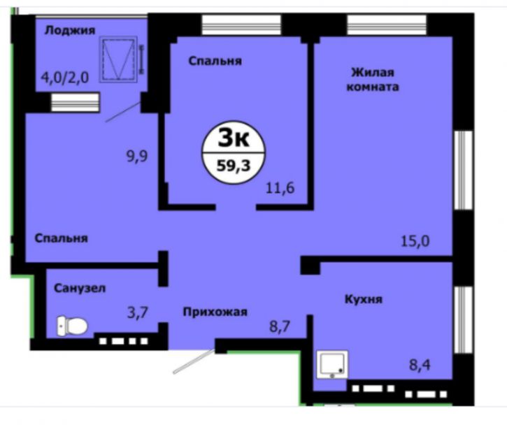 3-комн квартира Лесников ул., 51