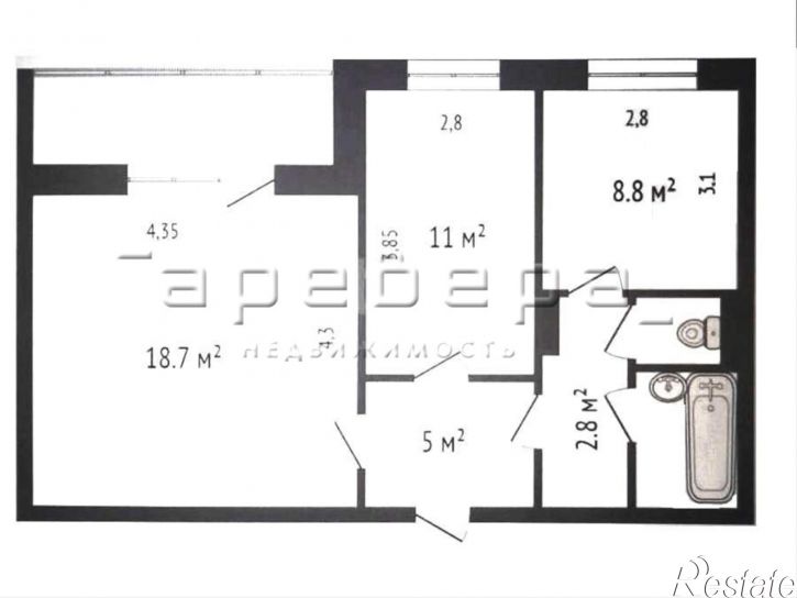 2-комн квартира Копылова, 66