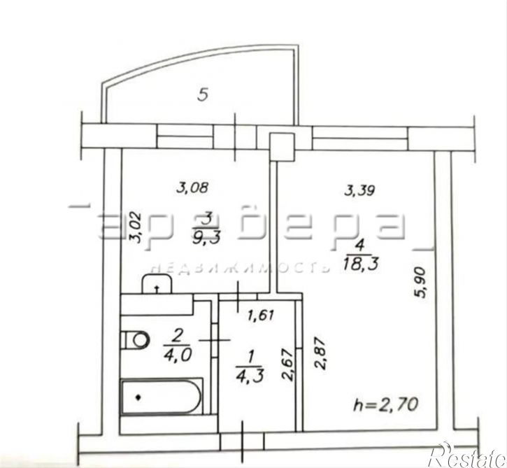 1-комн квартира Ярыгинская, 5