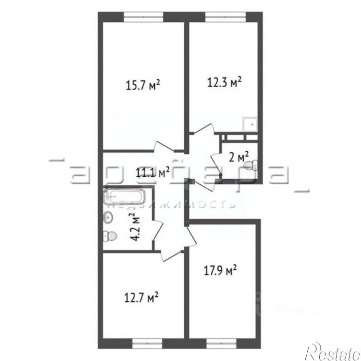 3-комн квартира Александра Матросова, 36