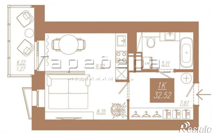 1-комн квартира в новом доме 3-я Краснодарская улица 3
