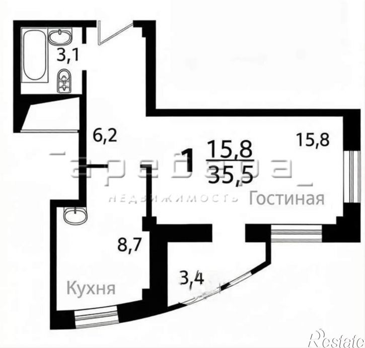 1-комн квартира Микуцкого, 3