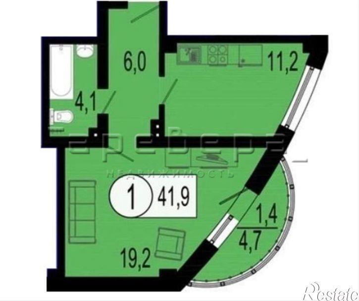 1-комн квартира Борисова, 38