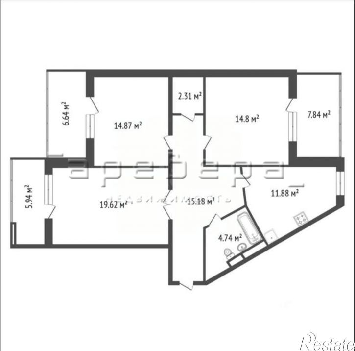 3-комн квартира Абытаевская, 4а