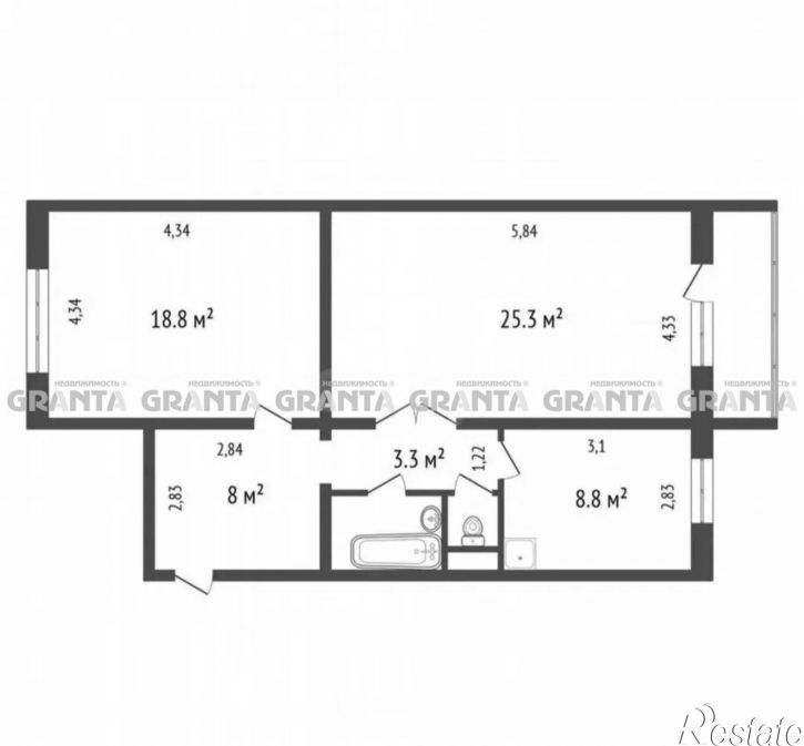 2-комн квартира ул Чернышевского, 71