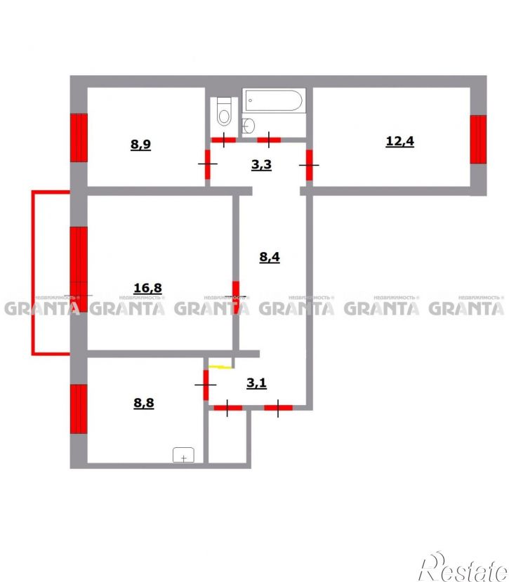 3-комн квартира ул Чернышевского, 73