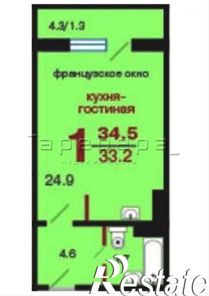 1-комн квартира Апрельская, 6б