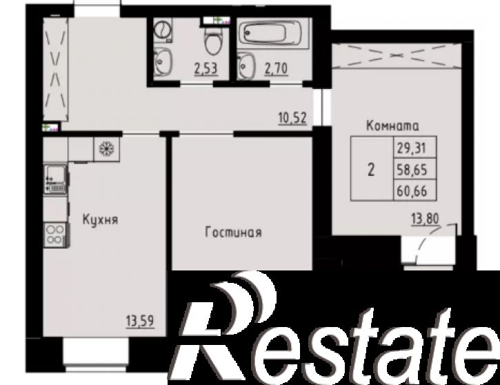 2-комн квартира Елены Стасовой ул., 82