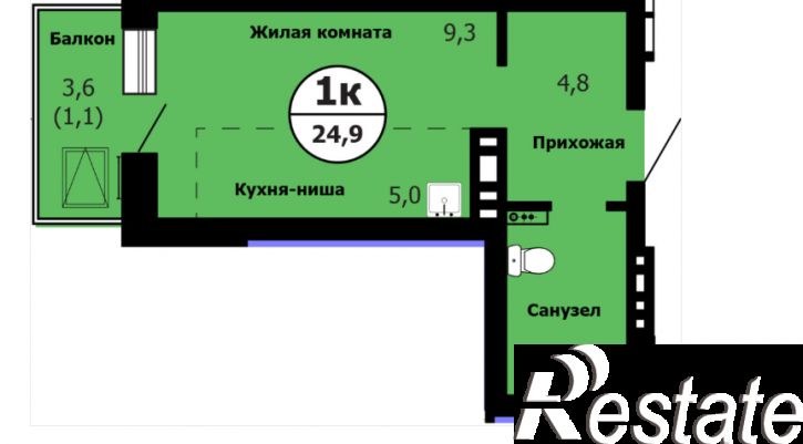 1-комн квартира Лесопарковая ул., 43