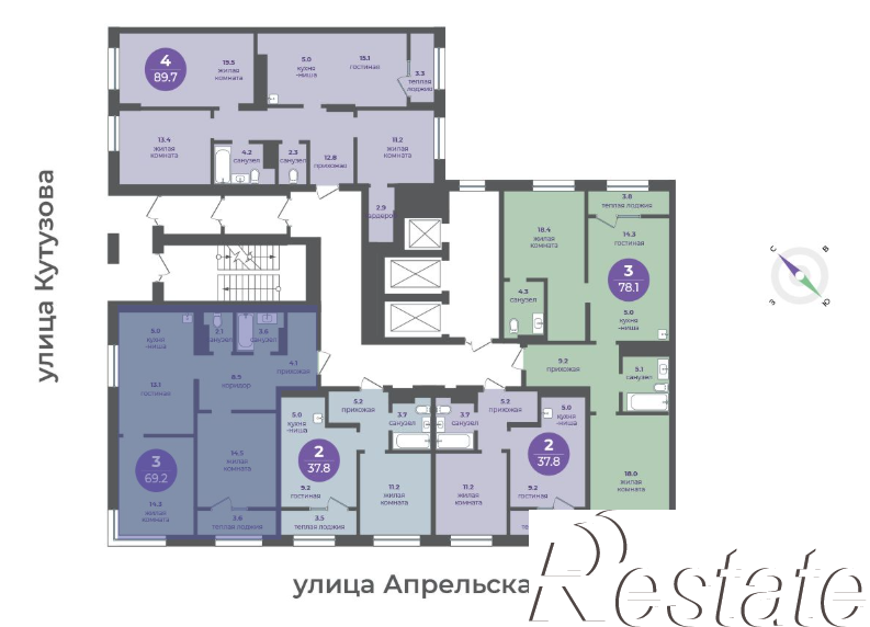 Купить квартиру за 10 284 700 рублей на Апрельская ул., 9