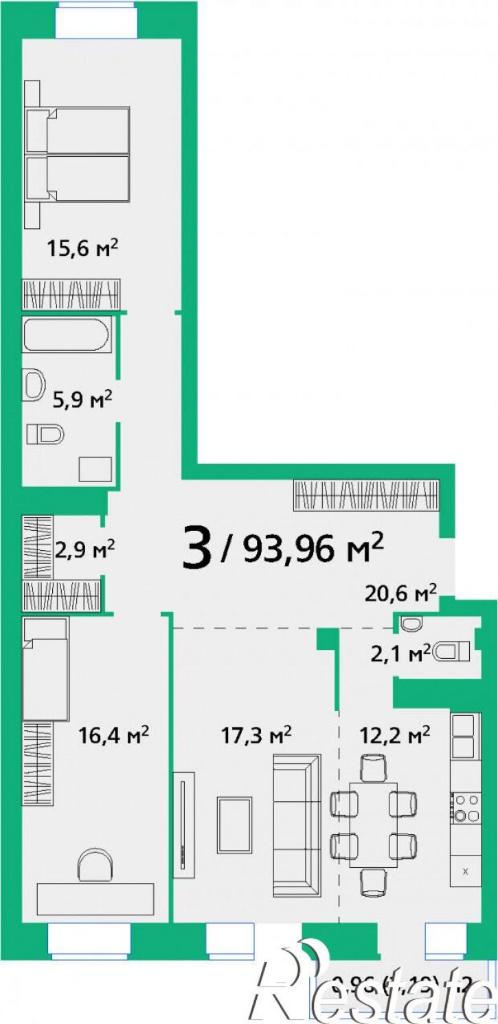 3-комн квартира Березина ул., 82, к д