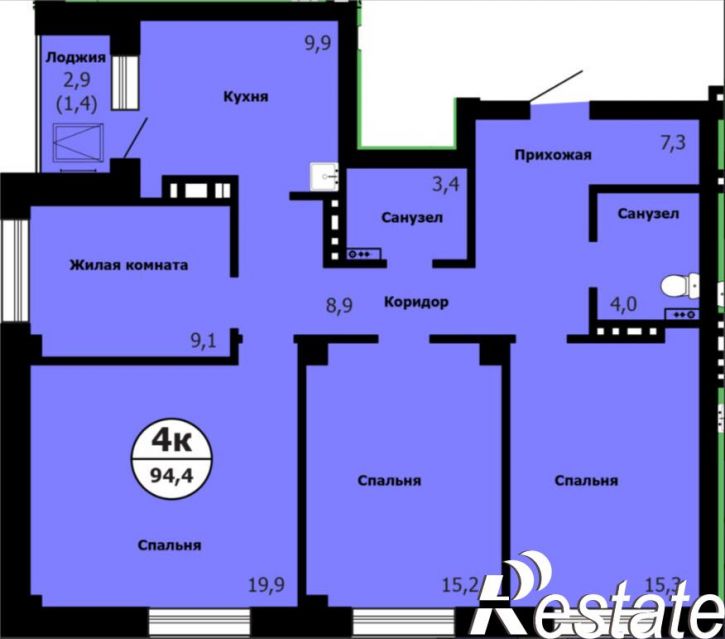 4-комн квартира Лесопарковая ул., 43