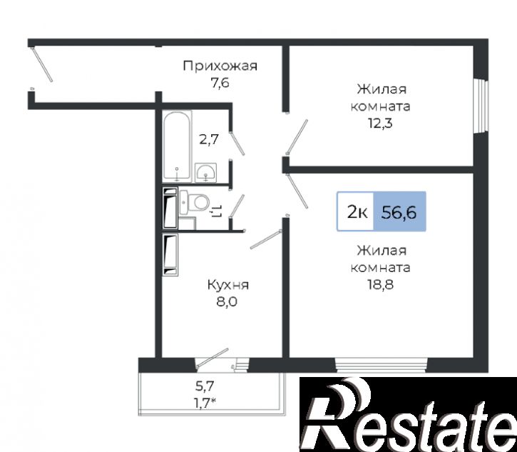 2-комн квартира Норильская ул., 72