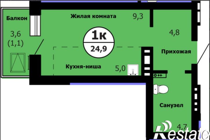 1-комн квартира Лесопарковая ул., 43, к 178