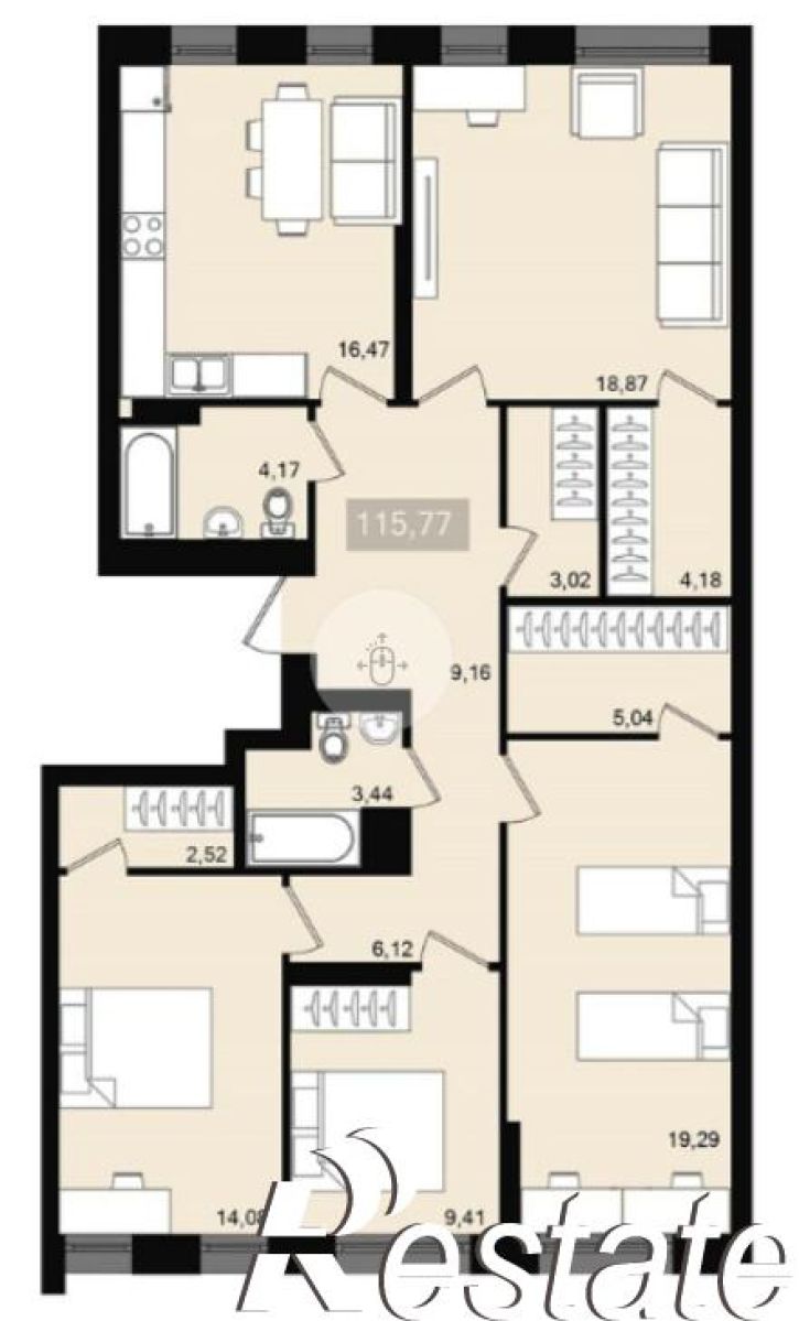 4-комн квартира Александра Матросова ул., 30в