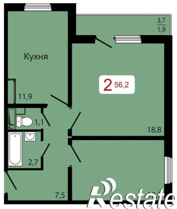 2-комн квартира Судостроительная ул., 31К